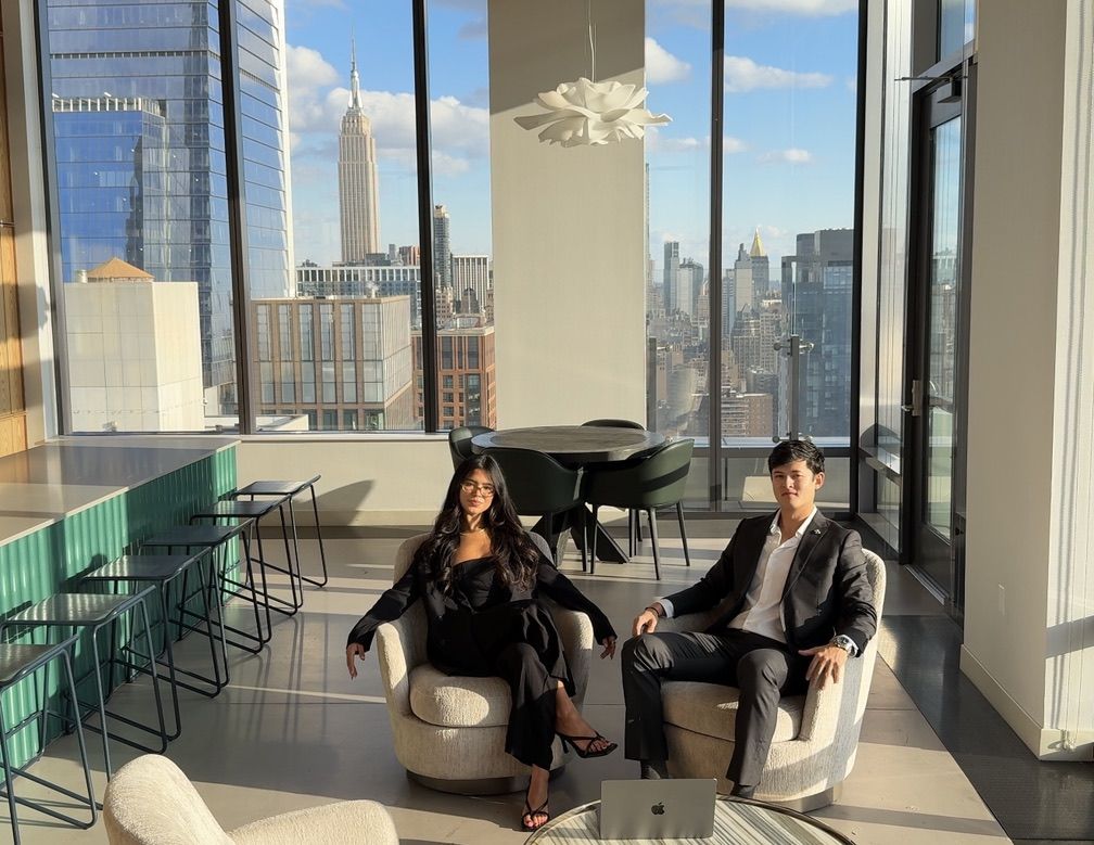 Donald King and Alyssa Maldonado, co-founders of AMDK, in their New York office